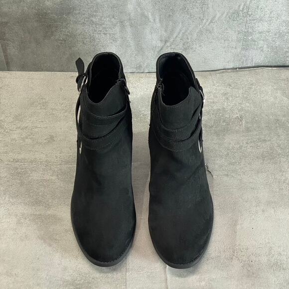 STYLE & CO Women's Black Microsuede Zolaa Memory Foam Block Heel Booties SZ 10 - Picture 2 of 8